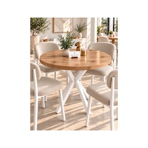 Kalınlaştırmalı Mutfak Cafe Balkon Bahçe Restoran Yemek Masası 70x70 Beyaz Çam Yuvarlak Beyaz - Atlantik Çam Beyaz - Atlantik Çam