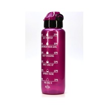 Su Matarası Tritan Geniş Ağız Su Şişesi Motivasyon Spor Matarası Suluğu Bpasız 1000 Ml Mor T0103
