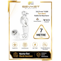 Viko Topraklı Uzatma Seyyar Kablosu Tekli Priz 7 Metre 3x1,5 Mm Seyyar Uzatma Kablosu 0.7 M