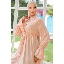 Elisa Gömlek Yaka Elbise 899 - Pudra