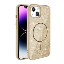 Apple Uyumlu iPhone 13/14 Kılıf M-safe Şarj Özellikli Parlayan Simli Zore Okso Kapak Gold Apple Uyumlu iPhone 13/14 Kılıf M-safe Şarj Özellikli Parlayan Simli Zore Okso Kapak Gold