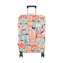 Wextaa Mektup Pulu Baskılı Orta Boy Valiz Kılıfı - Renkli - 64x45x26 Cm Çok Renkli
