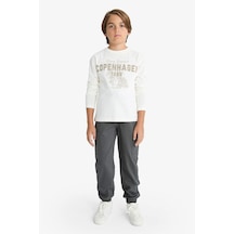 Defacto Erkek Çocuk Kargo Gabardin Jogger Pantolon F2477a825wngr164 Gri