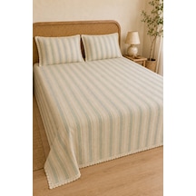 Naturel Buldan %100 Pamuk Çift Kat Fırfırlı 3 Parça Çift Kişilik Yatak Örtüsü Takımı 240x260 Cm Çok Renkli