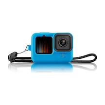 Hero 9 Silikon Kılıf Mavi Gopro Hero 9/10 / 11/12 / 13 İle Uyumlu, Lens Kapaklı, Darbe Koruyucu Kamera Kılıfı