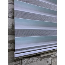 Yeşil Gri Mini Plise Zebra Perde Tüm Ölçülerde