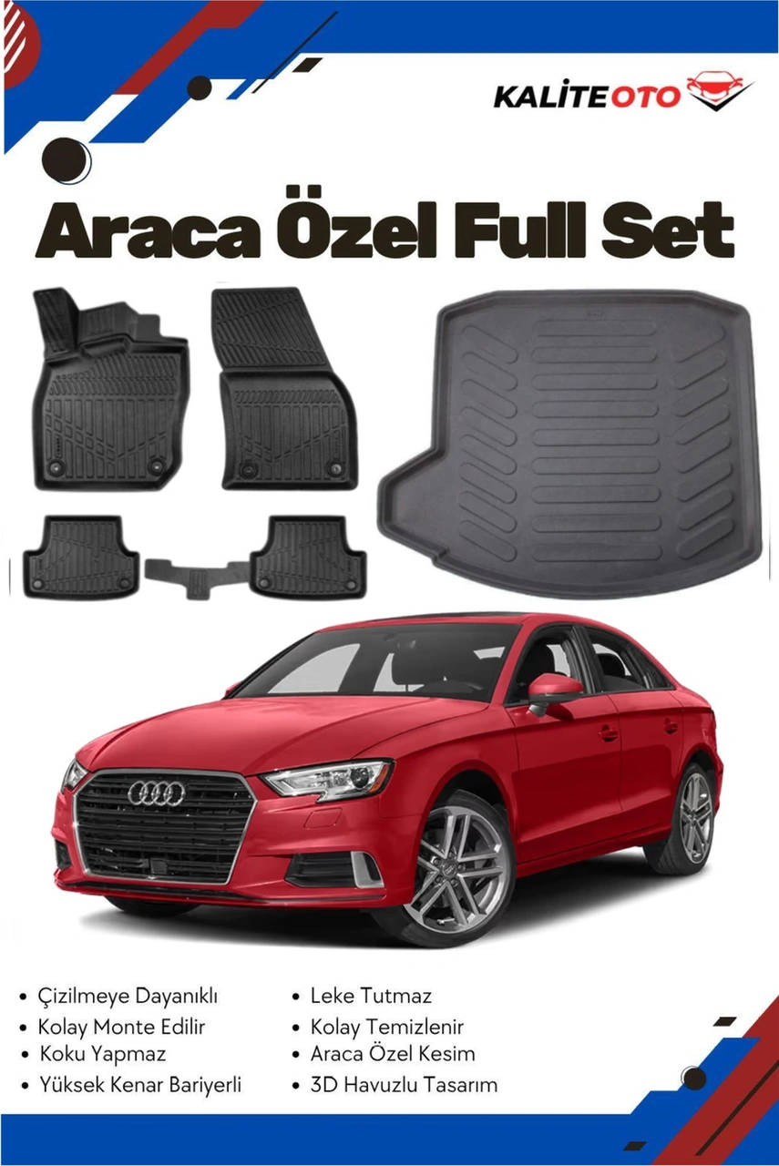 Audi A3 Sedan 2019 Model Yumuşak Paspas+bagaj Havuzu Seti