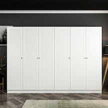 Minar Kale 6 Mebran Panjur Kapaklı 4 Çekmeceli Dolap Beyaz/beyaz 190cm Beyaz