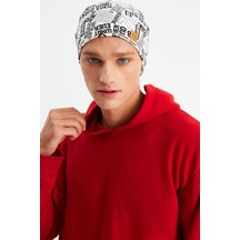 Erkek 4 Mevsim %100 Pamuklu, Esnek, Ultra Yumuşak Hafif, Terletmez, Ip Detaylı Penye Şapka - Standart / Beyaz Desen Beyaz Desen