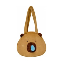 Jeemson Köpük Kapybara Desenli Yumuşak Plüsh Çanta - Boyun Bağcıklı, Çekilebilir Burun Detaylı, Okul/çıkışlar İçin 29x33 Cm