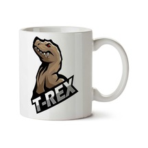 T-rex İki Tarafı Baskılı Kupa Bardak Çok Renkli