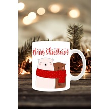 Yılbaşı Yeni Yıl Konseptli Noel Merry Christmas Baskılı Kupa Bardak Beyaz