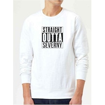 Pubg Straıght Outta Severny Baskılı Beyaz Erkek Sweatshirt