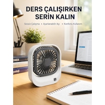 Şarjlı Masaüstü Fan 3 Kademeli Güçlü Hava Akışı