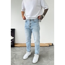 Buz Mavi Soft Degrade Yırtıklı Boyfriend Pantolon