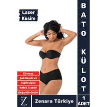 Gündelik İz Göstermez Vücut Sıkılaştıran İncelten Toparlayan Lazer Kesim Dikişsiz Bato Külot Korse Siyah