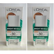 L'oréal Paris Bright Reveal Spf 50+ Koyu Leke Karşıtı Renkli Fluid Günlük Yüz Güneş Kremi 50 Ml - Medium 2 Paketi 0