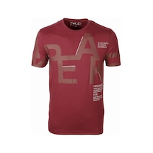 Ncs Bordo Bisiklet Yaka Baskılı Slim Fit Dar Kesim Tshirt 1227-bordo Bordo