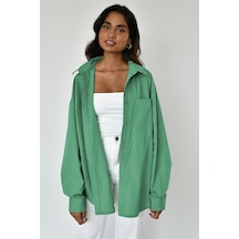 Madmext Çağla Yeşili Oversize Basic Cepli Poplin Gömlek Mg1530 Çağla Yeşili
