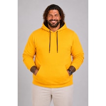 Moc Grande Mocgrande Büyük Beden Erkek Basic Sweat Kapüşonlu 11700 Hardal