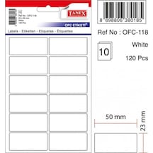 Tanex Ofis Etiketi Poşetli 23x50 MM Beyaz 10 Lu Paket Ofc-118