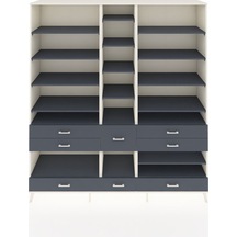 Hyperion Dolap 19 Raflı 8 Çekmeceli 220x44x243 Aytaşı-antrasit/antrasit Antrasıt/antrasıt