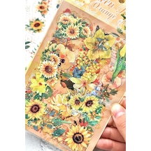 Lexroo Craft 6 Sayfa 60 Adet Şeffaf Büyük Sarı Çiçek Sticker Bullet Journal Scrapbook Laptop Ajanda