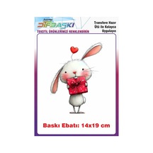Sevimli Tavşan Ütü İle Yapışan Tişört Tekstil Baskı 3018