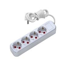 Asel 4 Lü 3 Metre Topraklı Anahtarlı Priz Ast A403