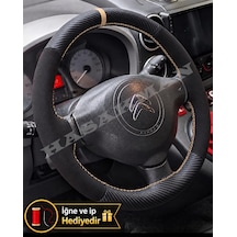 Citroen C4 Picasso Dikme Direksiyon Kılıfı Alcantara Süet Mat Karbon Bej Yüzük Ve Dikiş 2010-2013