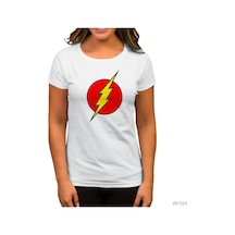 Flash Logo Beyaz Kadın Tişört