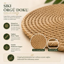 Sogud Hasır Supla 6 Lı Set - 32 Cm Yuvarlak Amerikan Servis - Doğal Hasır Görünümlü El Örgüsü Supla Takımı - Runner Ve Masa Dekorasyonu İçin Dayanıklı Şık Servis Altlığı - Kahverengi Çok Renkli
