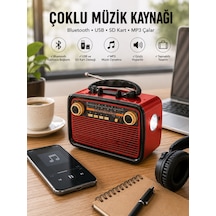 Nostaljik Radyo Bluetooth Bağlantılı Müzik Kutusu Ahşap 76491214