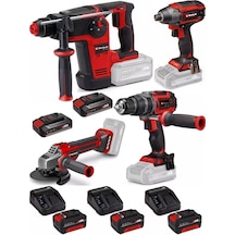 Einhell TP-HD 18/26 + TP-CI 18/220 + TP-CD 18/60 Li + TP-AG 18/125 Ce Q 3x4.0+2x2.5AH Kömürsüz Darbeli Profesyonel Set