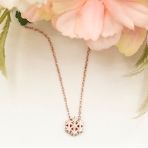 Taşsız Rose Kar Tanesi Kolye Rose - Gold -  Gümüş