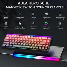 Hero 68 He Manyetik Klavye Rapid Trigger Dragon King Switch 8000hz Rgb Neon Tkl Hot Swap Oyuncu Klavyesi Kırmızı