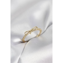 Fiyonk Model Zirkon Taşlı Gold Renk Kadın Yüzük - Tj-byk4097 Beyaz
