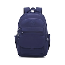 Büyük Boy Laptop Bölmeli Çok Cepli Su Geçirmez Krınkıl Kumaş Lise Okul Çantası Lacivert