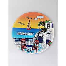 Sığacık Polyester Kabartmalı Magnet Çap:6,5cm Dekoratif Hediyelik Buzdolabı Süsü Kod:1357