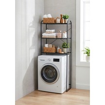 Uykula Çamaşır Makinesi Üstü Raf Düzenleyici 3 Katlı Metal Banyo Rafı Organizer Siyah