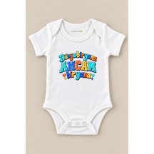 Babylimon Dünya Bir Yana Amcam Bir Yana Beyaz Kısa Kollu Çıtçıtlı Bebek Zıbını Beyaz - 930083941 Beyaz