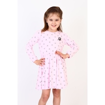 Toontoy Kız Çocuk Komple Kelebek Desenli Elbise Açık Pembe