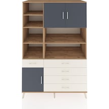 Kronos Dolap 9 Raflı 5 Çekmeceli 3 Kapaklı 132x59x195 Çam-antrasit/aytaşı Antrasıt/aytası
