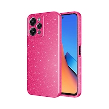 Xiaomi Redmi 12 Kılıf Kamera Korumalı Simli Silikon Üstün Koruma Pazarplus Pembe Koyu