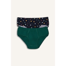 Defacto Desenli Penye 2li Slip Külot Erkek Çocuk H5944a826smnv30 Lacivert-nv30