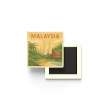 Malezya - Malaysia - Paper Cut Art - Baskılı Buzdolap Magneti Kare - 9x9 Cm