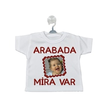 Isim Ve Fotoğraflı Arabada Bebek Var Levhası Mini Tişört (Kız)