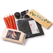 Yuandong Sushi Seti Sushi Yapım Kiti 500 Gr Sushi Pirinci, 10 Yosun Nori , Bambu Sarma Hasırı, Chopstick, Soya Sosu & Wasabi Evde Sushi Yapımı İçin Tam Set