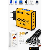 Fürtger German Frt-20w S 3 Type-c + 2 Usb-a Toplam 5 Çıkışlı + 20w Şarj Aleti + 4 Başlıklı Şarj Kablosu