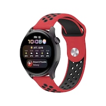 Watch 20mm Spor Delikli Kordon - Kırmızı-siyah Diğer